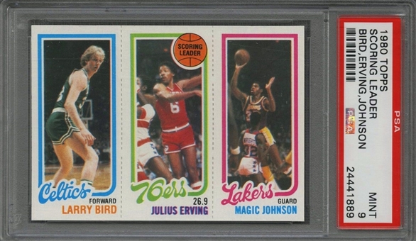 1980-81 Topps #6 Larry Bird/Magic Johnson Rookie Card – PSA MINT 9